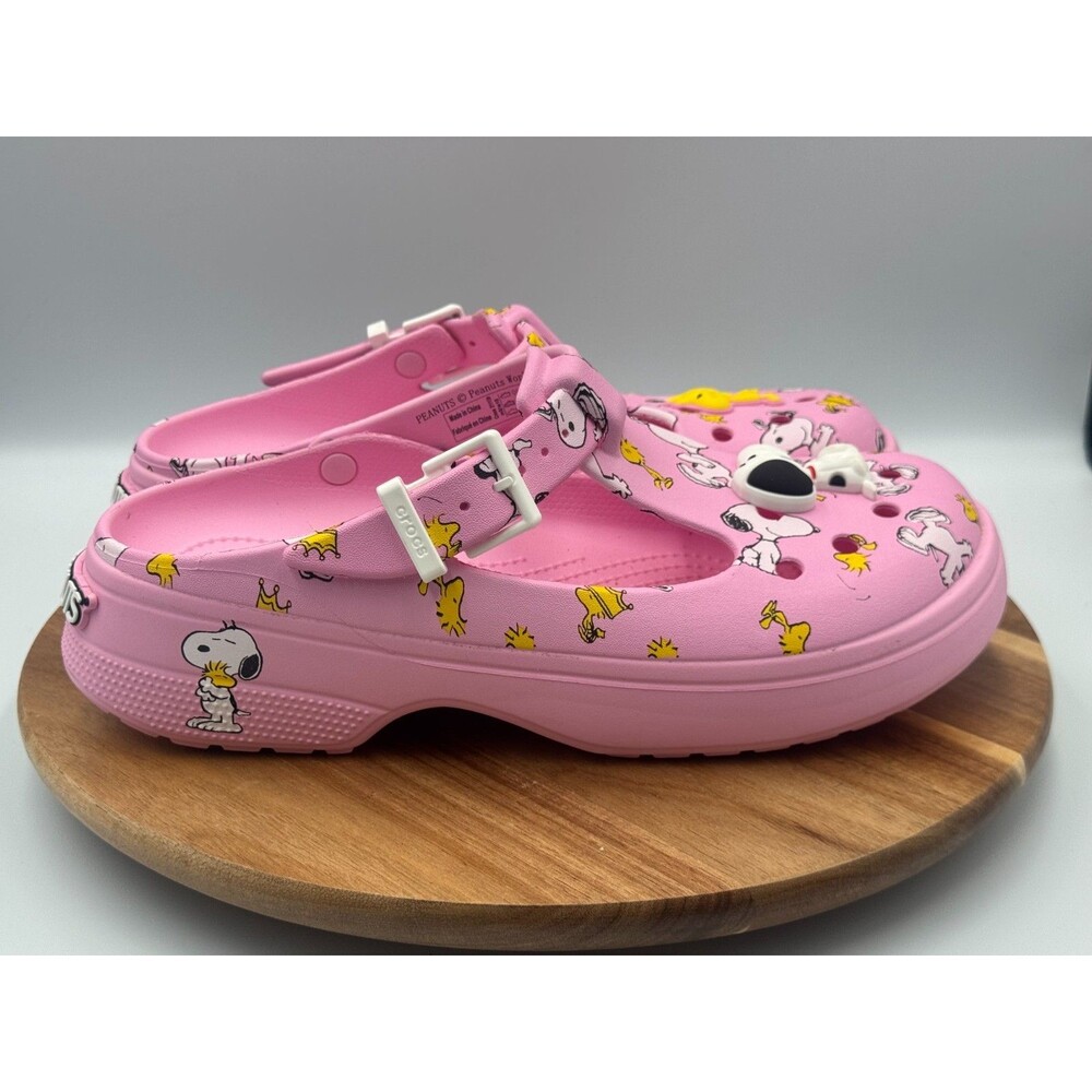 CROCS Pink Women's 10 Men's 8 Peanuts Snoopy Woodstock Slip On Shoes